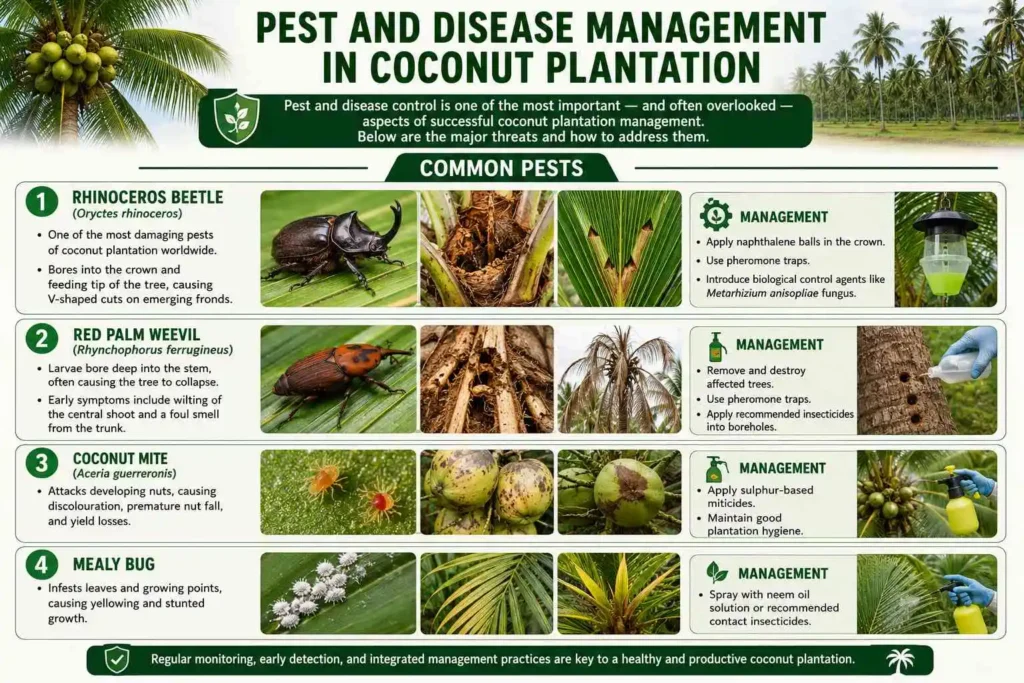 Common Pests and Disease in coconut plantation