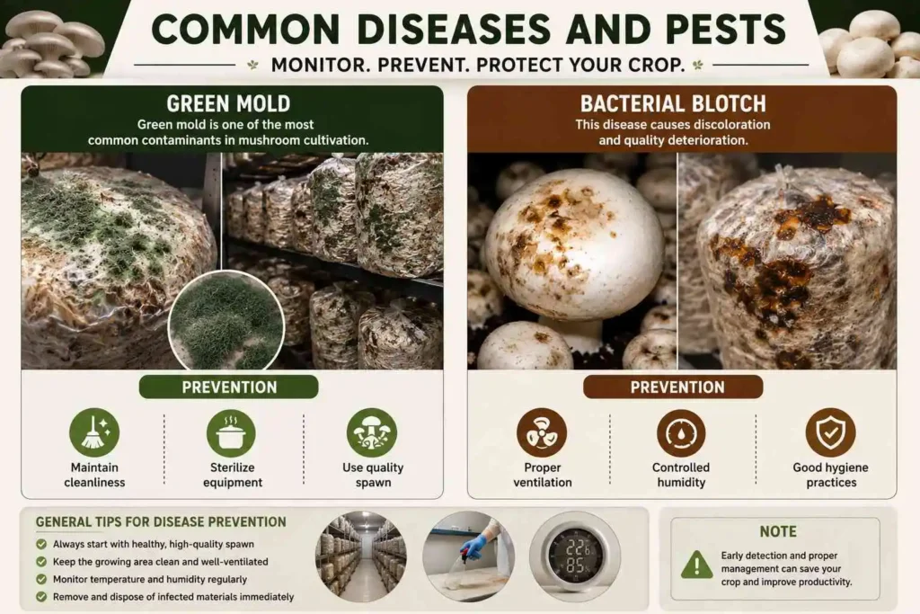 Common Diseases and Pests in Musroom Farming