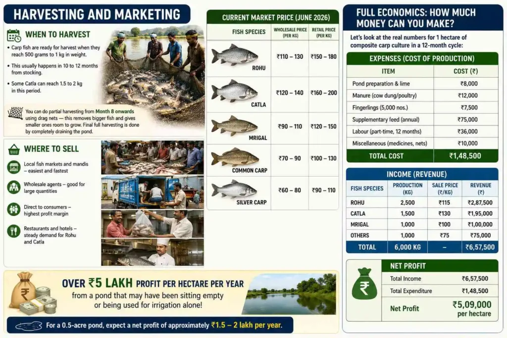 Harvesting and marketing of Carps