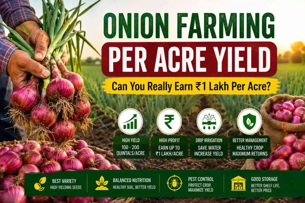Onion Farming Per Acre Yield — Can You Really Earn ₹1 Lakh Per Acre?