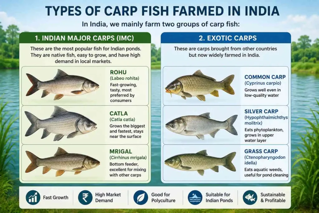Types of Carp Fish Farmed in India