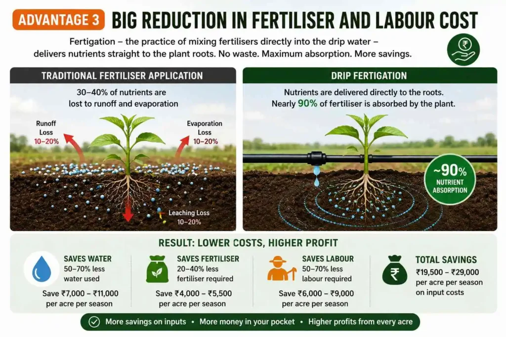 Table 3: Cost Comparison — Traditional vs Drip System (Per Acre Per Season)