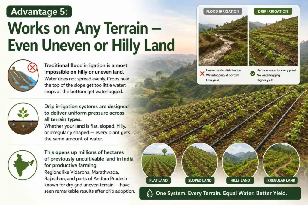 Advantage 5: Works on Any Terrain — Even Uneven or Hilly Land