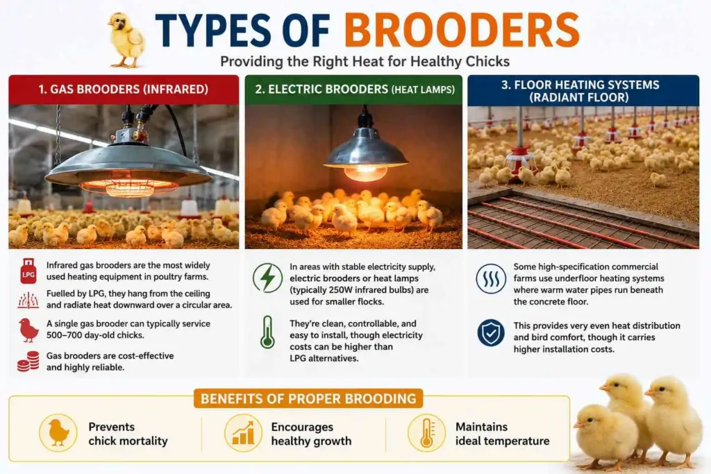 Brooders for poultry farming