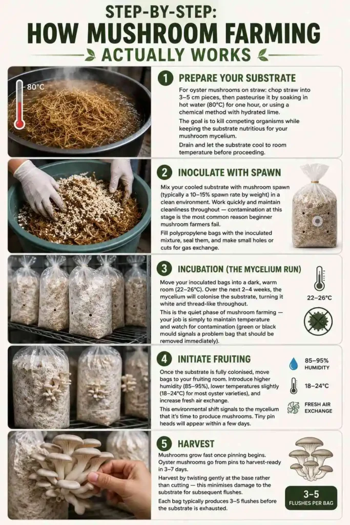 Step-by-Step: How Mushroom Farming Actually Works