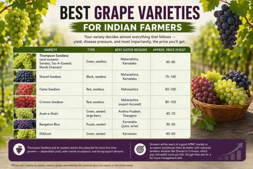 Best Grape Varieties for Indian Farmers