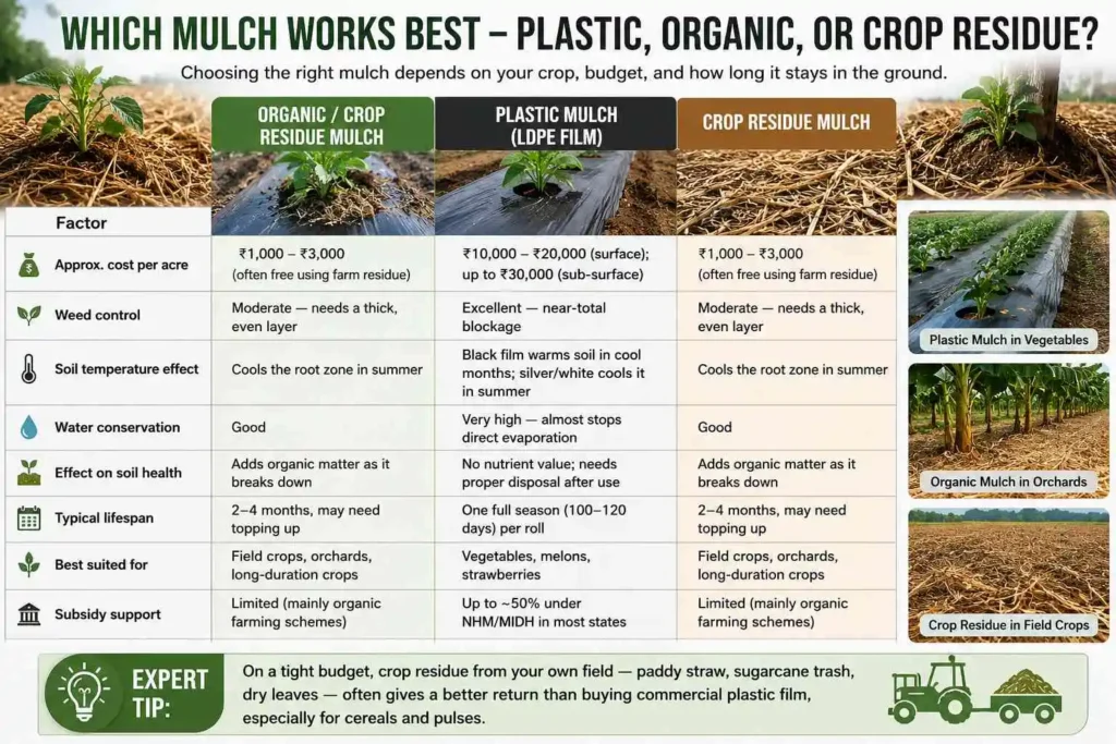 Which Mulch Works Best – Plastic, Organic, or Crop Residue?