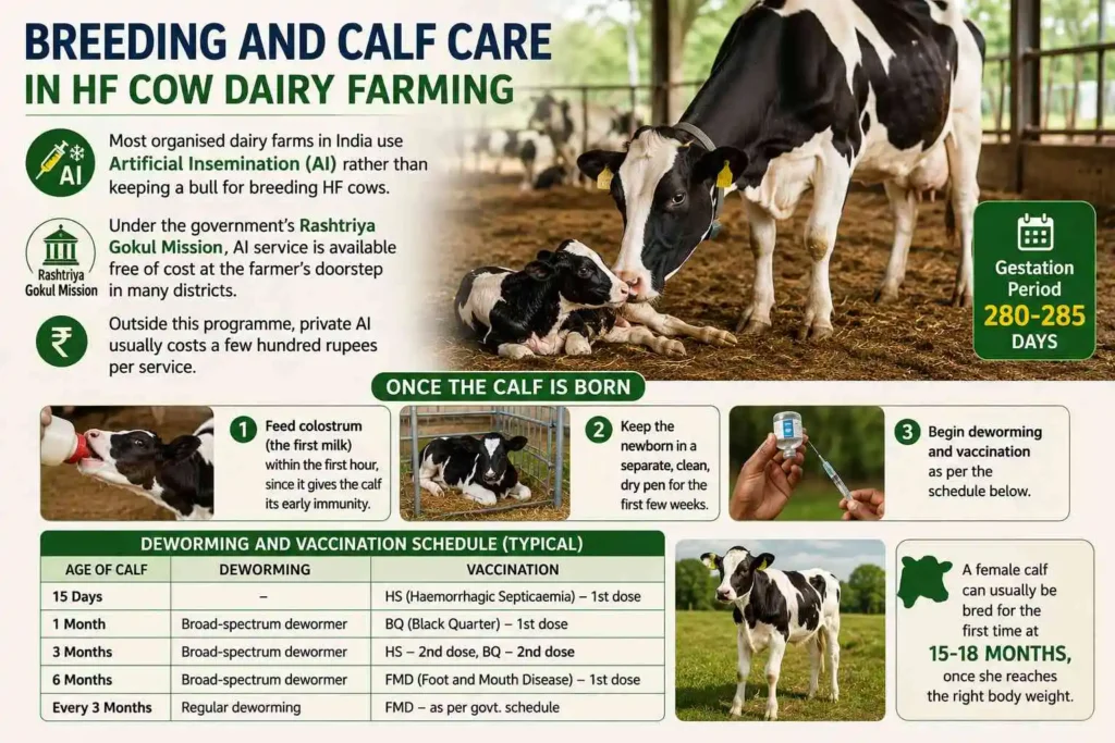 Breeding and Calf Care in HF Cow Dairy Farming
