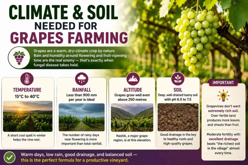 Climate and Soil Needed for Grapes Farming