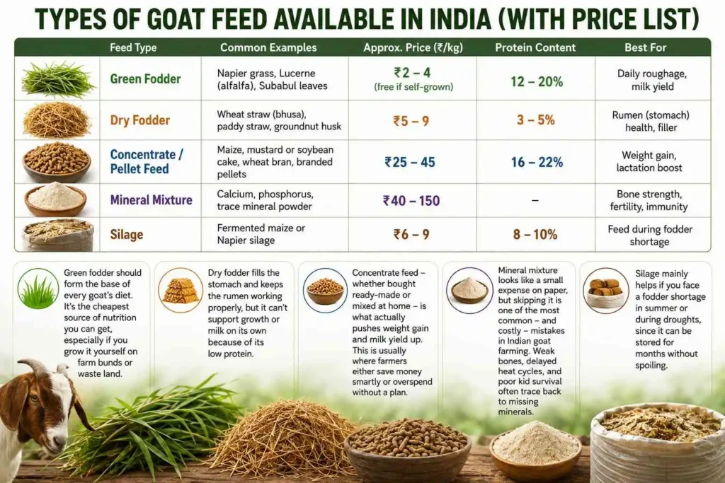 Types of Goat Feed Available in India (With Price List)