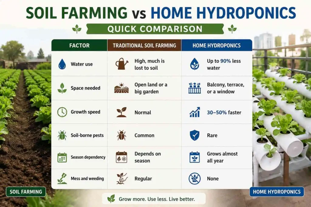 Soil Farming vs Home Hydroponics: Quick Comparison