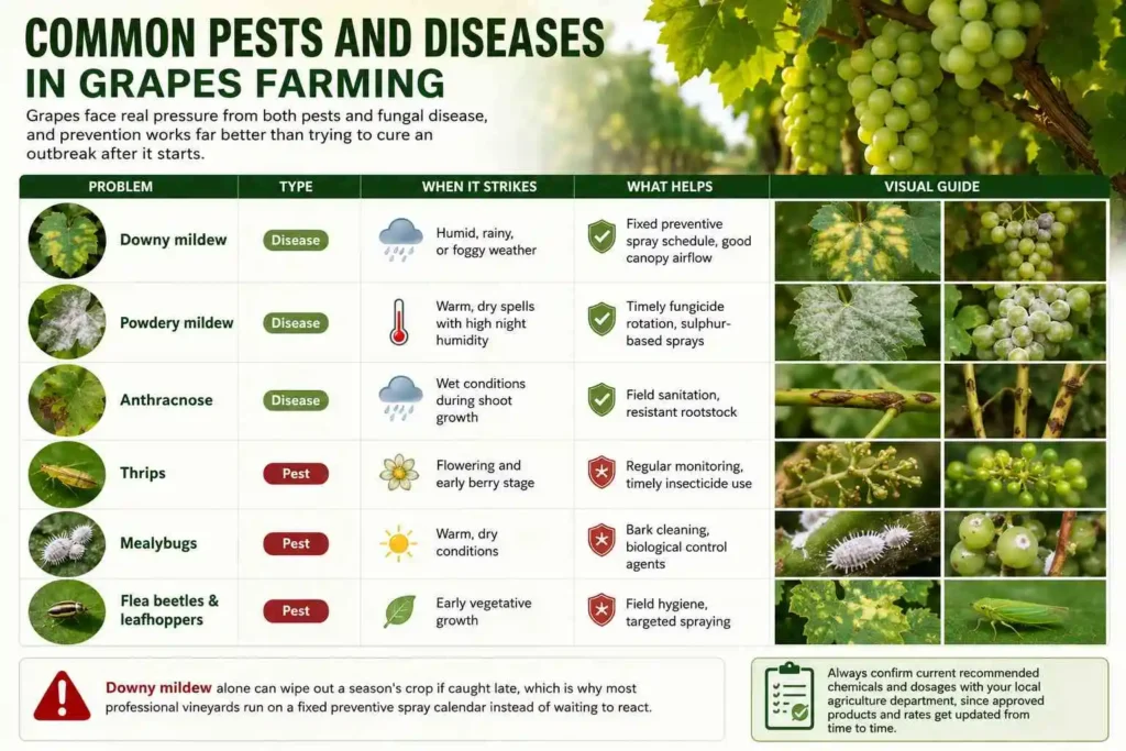 Common Pests and Diseases in Grapes Farming
