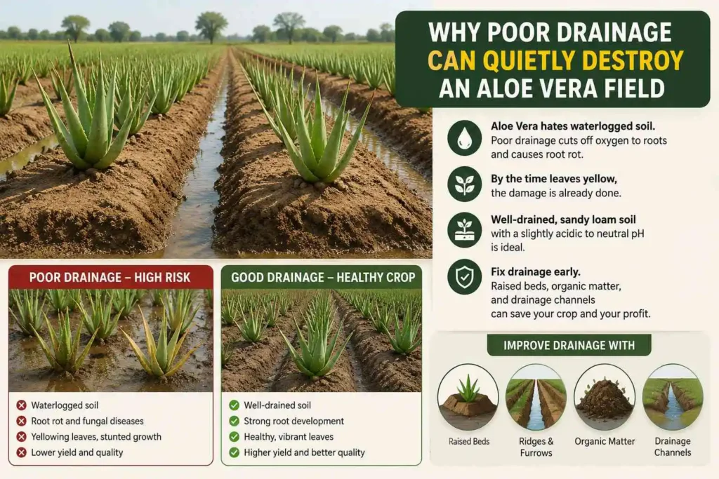 Why Poor Drainage Can Quietly Destroy an Aloe Vera Field