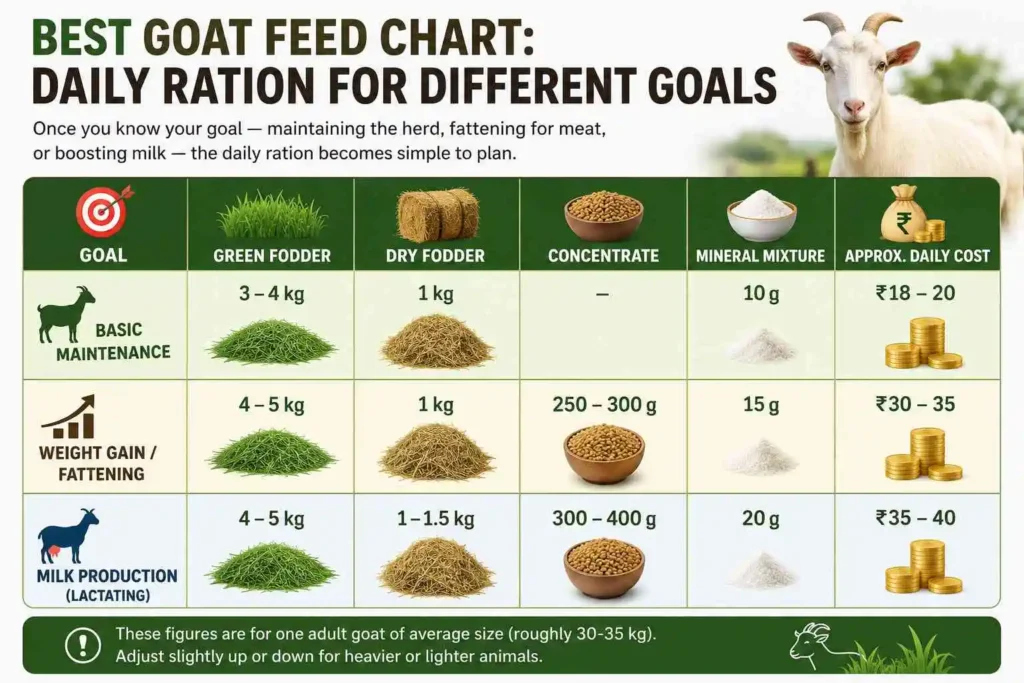 Best Goat Feed Chart: Daily Ration for Different Goals