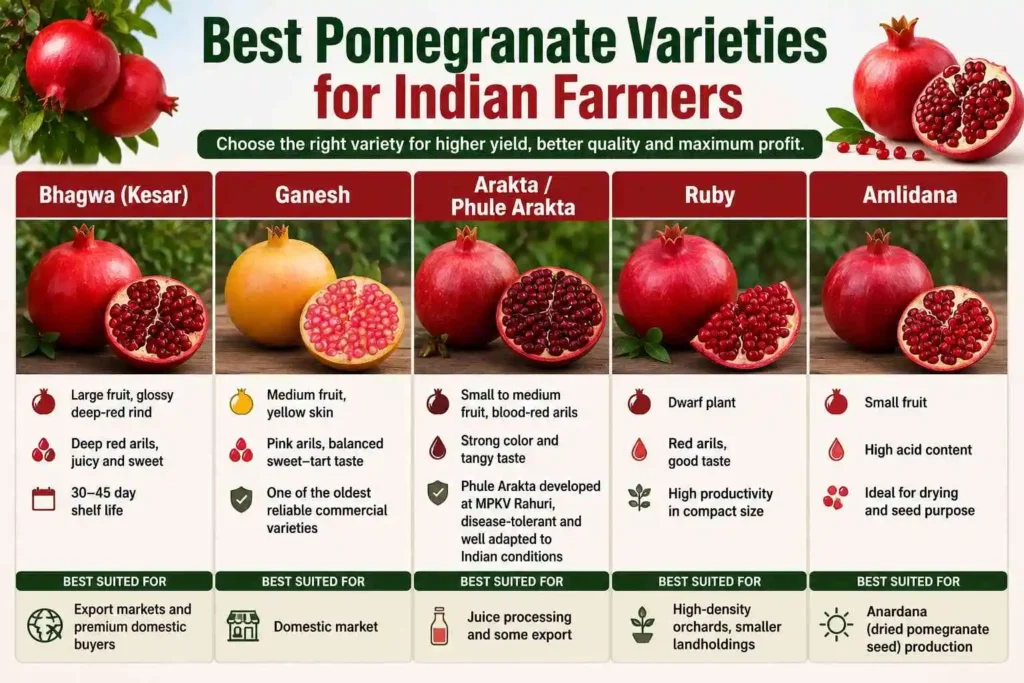 Best Pomegranate Varieties for Indian Farmers