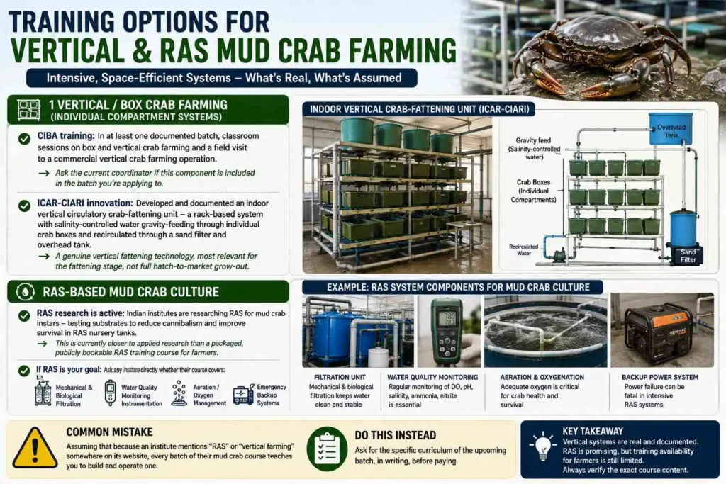 Training Options for Vertical and RAS Mud Crab Farming