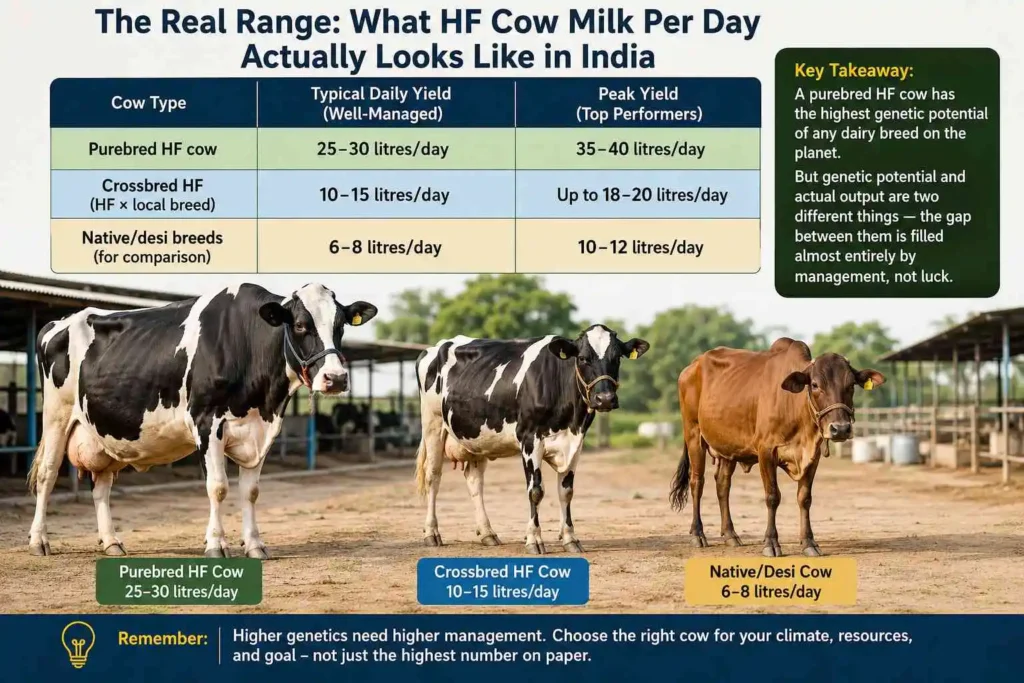 The Real Range: What HF Cow Milk Per Day Actually Looks Like in India