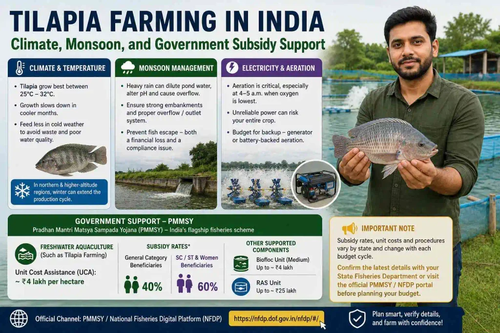 Tilapia Farming in India: Climate, Monsoon, and Government Subsidy Support