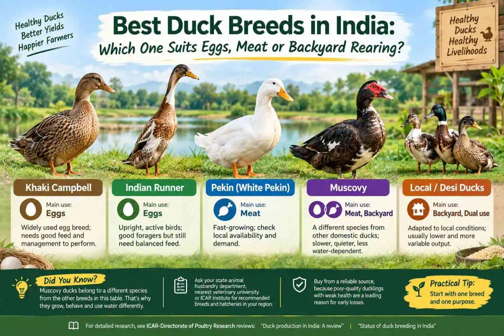 Best Duck Breeds in India: Which One Suits Eggs, Meat or Backyard Rearing?
